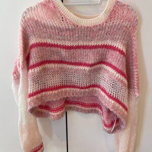 Kimchi Blue Women's Kingston Pink Stripe Open Knit Sweater